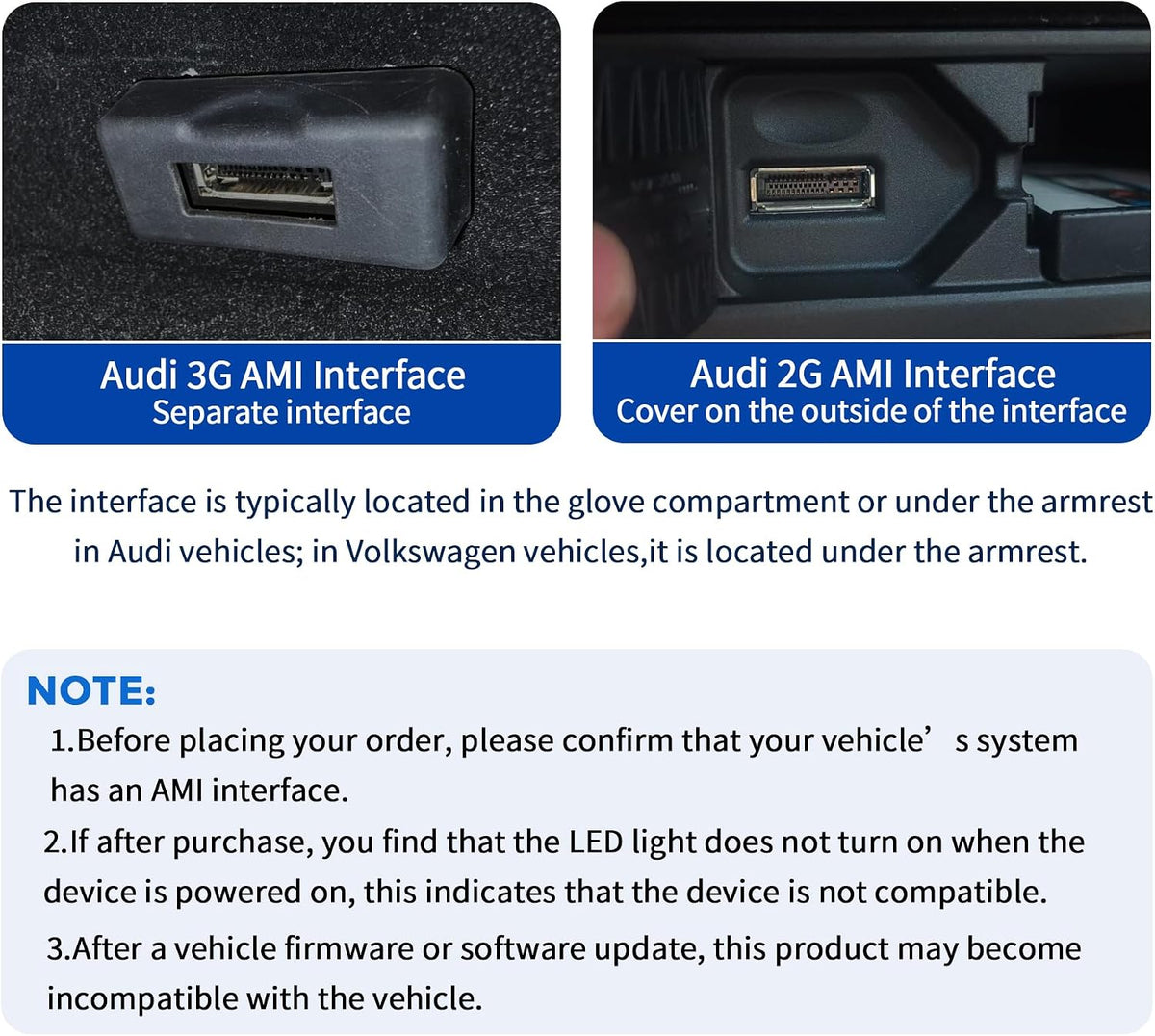 AMI Bluetooth Audio Adapter for Audi MDI MMI 3G System Bluetooth 5.0