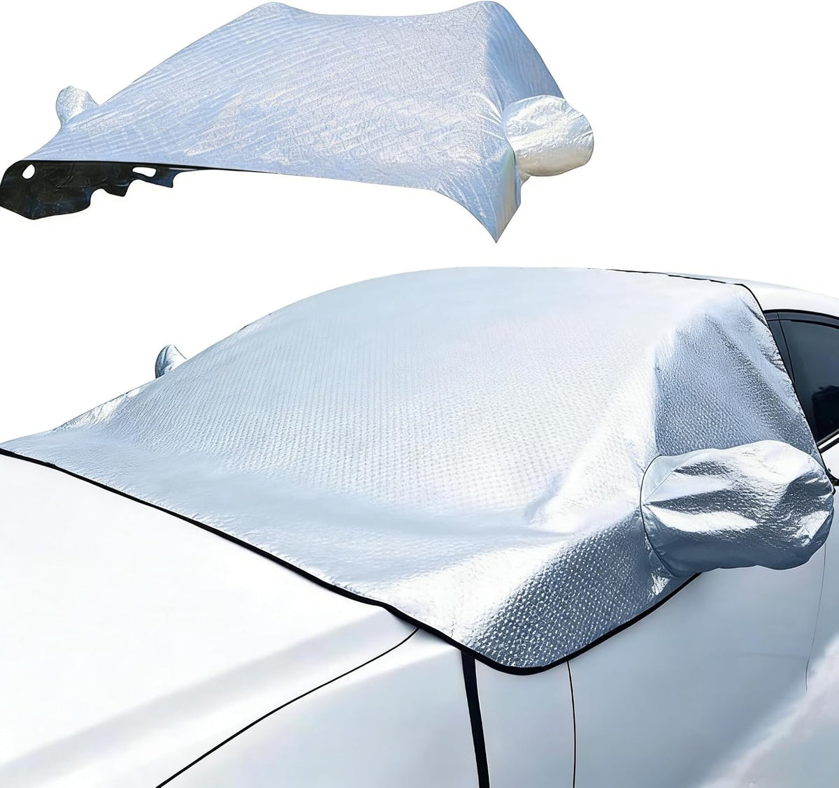 Car Windshield Cover for Ice and Snow - Universal Fit for Cars, SUVs, Trucks, Heavy Duty Oxford Fabric Frost Protector for Ice and Snow,Triple-Window Cover (Oxford Cloth - Black)