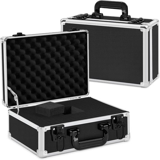 Fukumi 14 Inch Aluminum Hard Case with Customizable Foam – Heavy-Duty Protective Carrying Case for Wireless Microphone Systems, Camera Gear, and Electronics – Black
