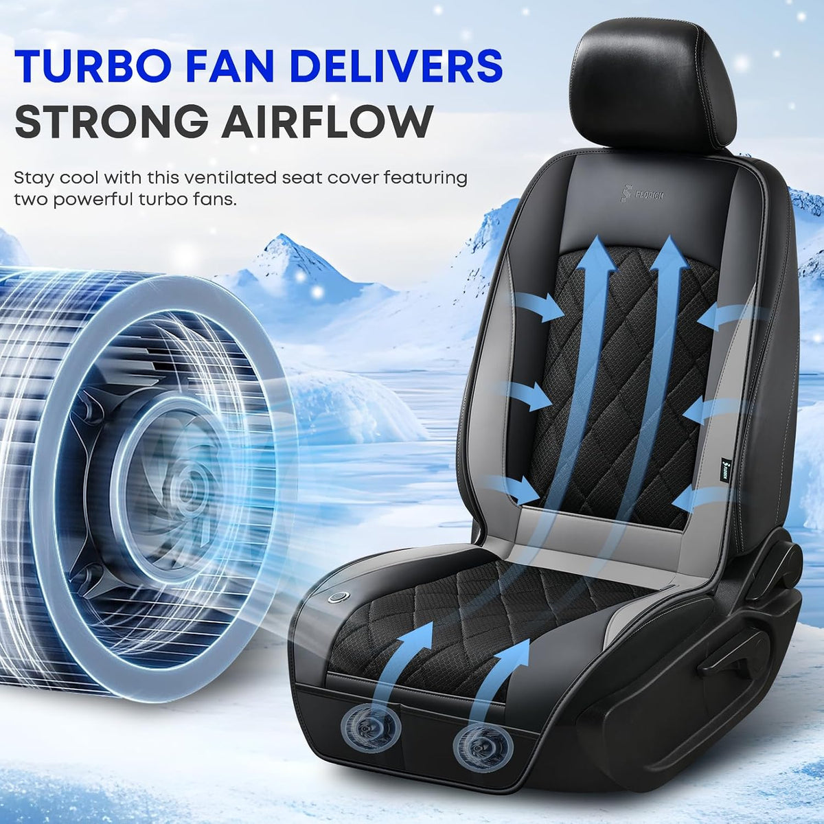 FLORICH Cooling Car Seat Cover, Ventilated Seat Cushion Cooling Car Seat Pad for Summer Driving with Powerful Turbo Fans Universal Fit for Car SUV Truck Van-Light Grey