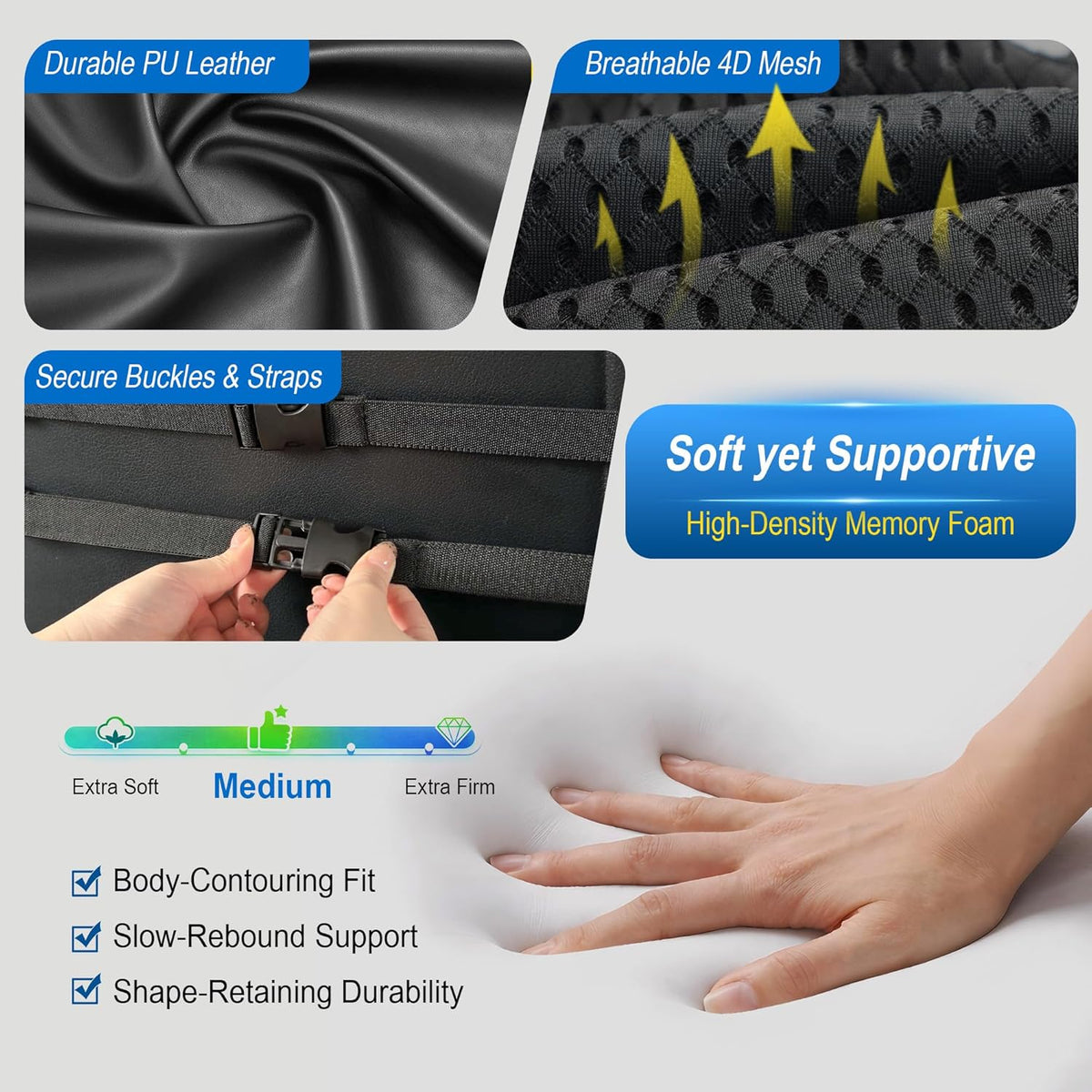 Lofty Aim Car Seat Cushion with Back Support, Lumbar Support Pillow Set
