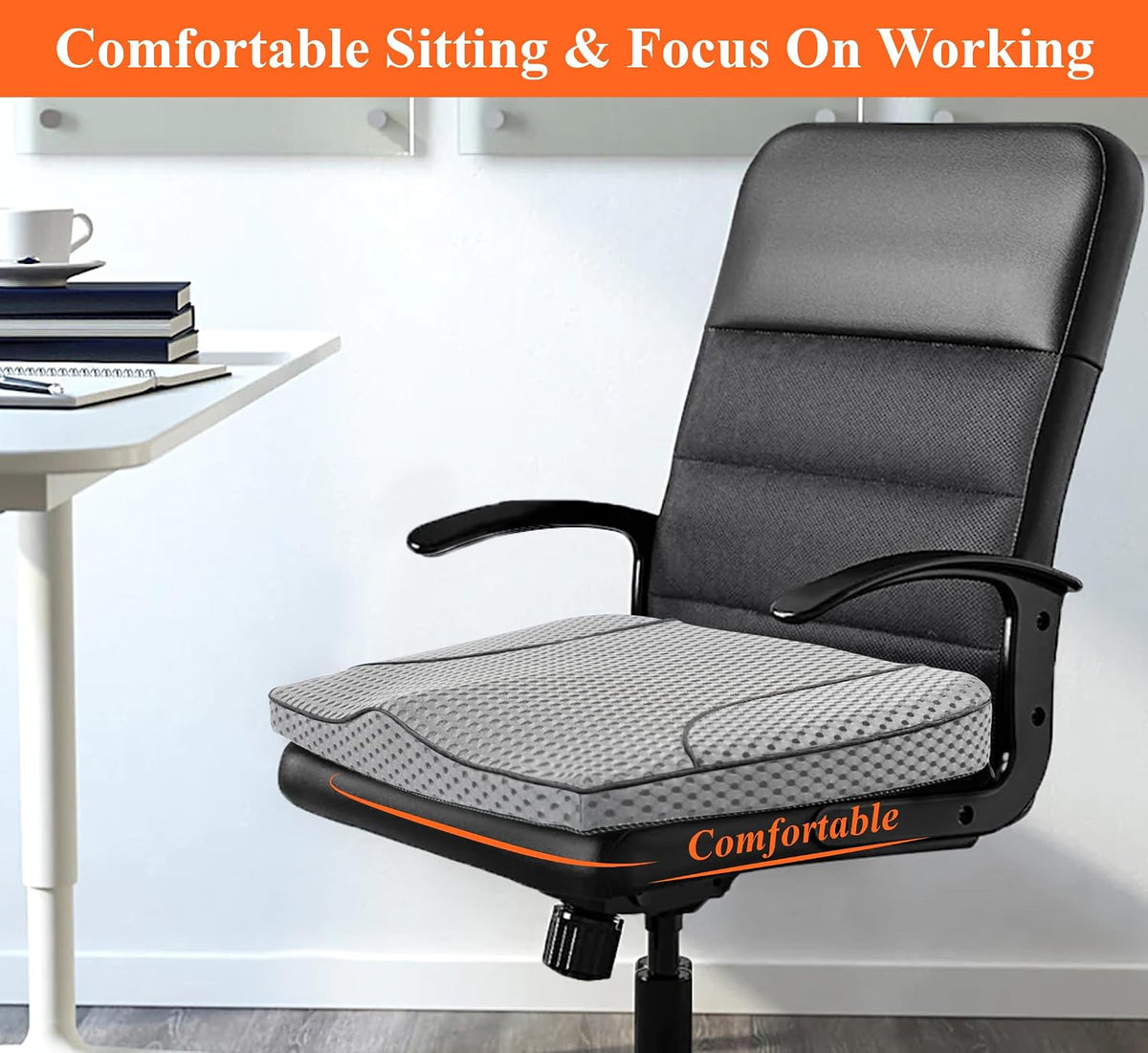 kingphenix Memory Foam Car Seat Cushion for Driving Comfort and Office Use