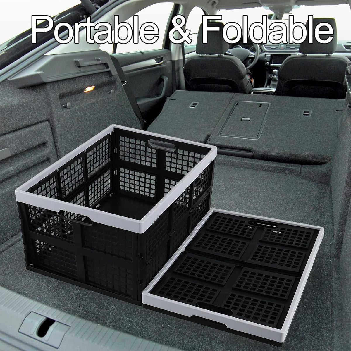 66 L 4 Packs Large Collapsible Storage Crate, Folding Crates