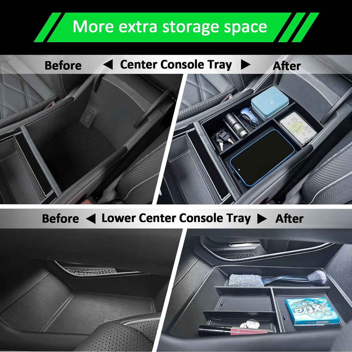 TOPINSTALL 2PCS Console Organizer for 2024-2026 VW Atlas/Atlas Cross Sport