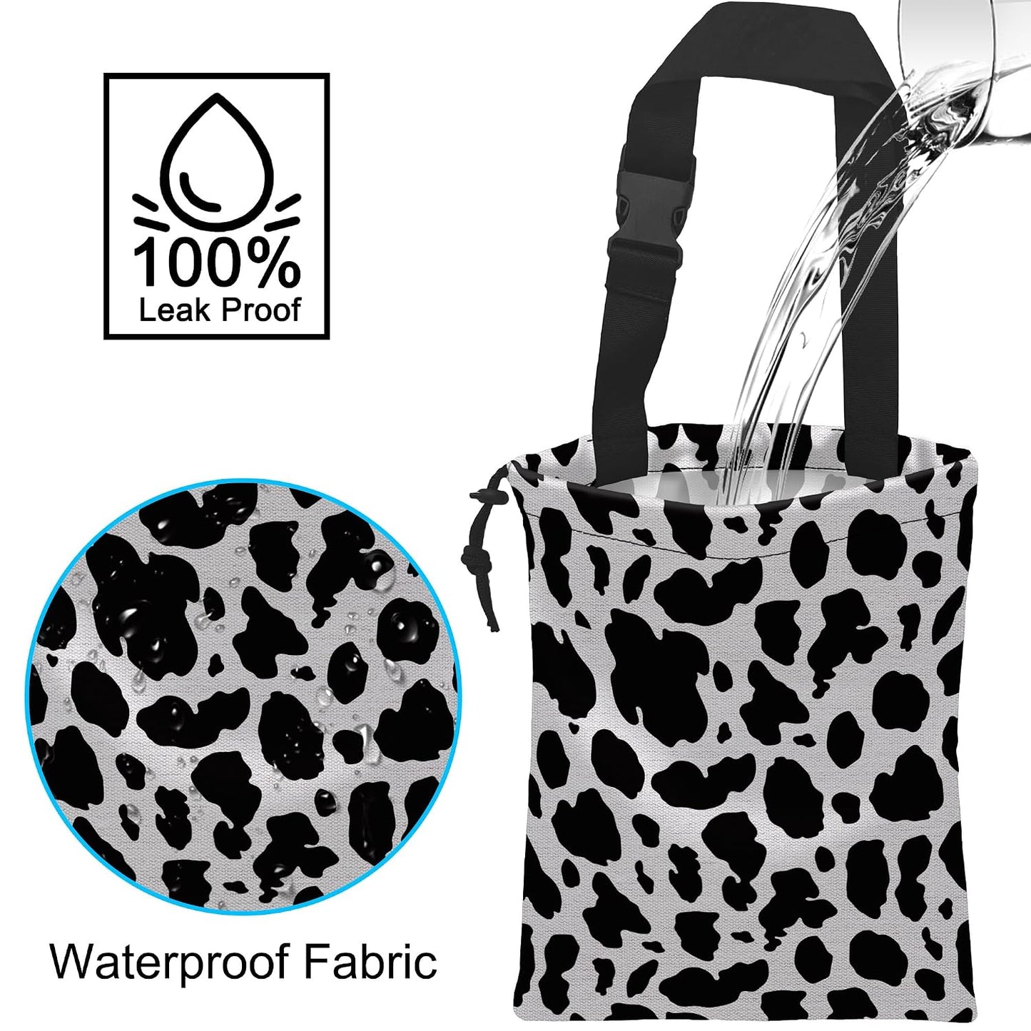 Car Trash Bag Cow Texture Car Garbage Bag Hanging Car Trash Can for Back Seat with Drawstring, Waterproof Garbage Bags for Accessories Vehicle Travelling Camping Outdoor