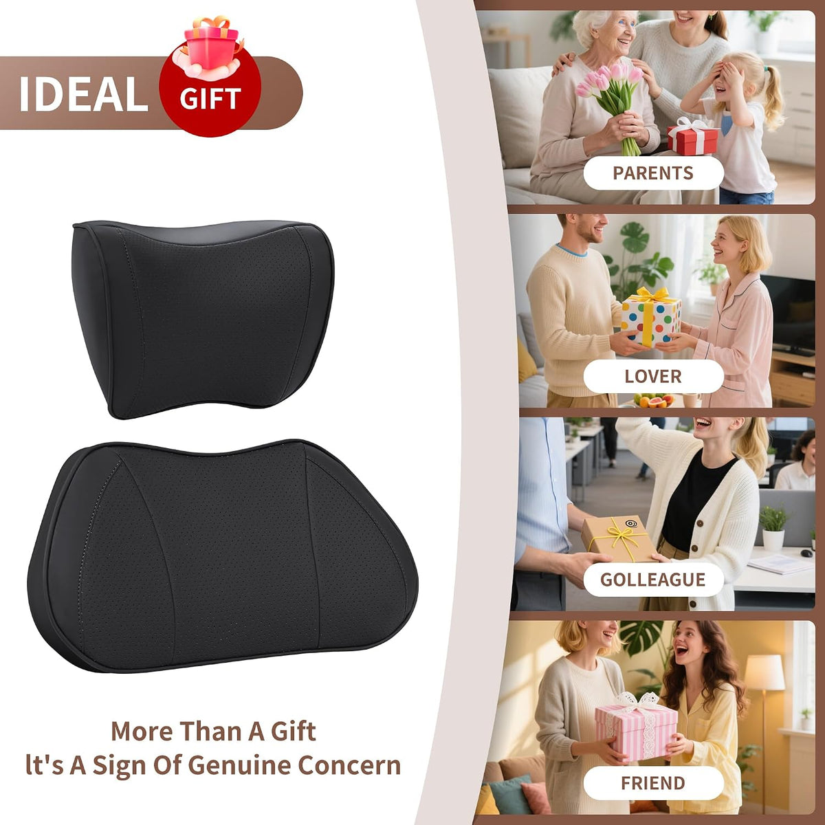 Car Lumbar Support Pillow for Driving Seat, Black, 1 Pack