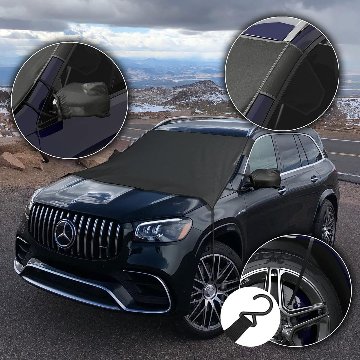 Autotech Park Custom-fit Snow Cover Compatible with 2007-2025 Toyota Tundra, Windshield Cover Comes with Rear Mirror Cover