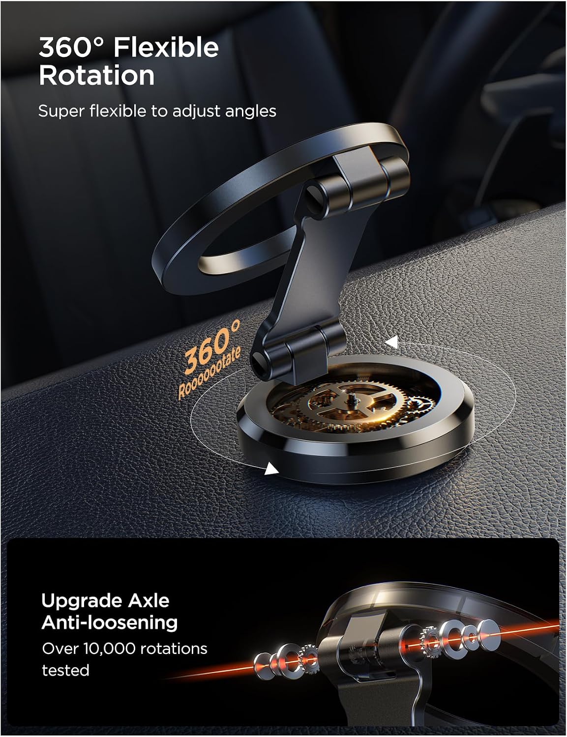 All-Metal MagSafe Car Mount, 360° Rotation Base Magnetic Phone Holder