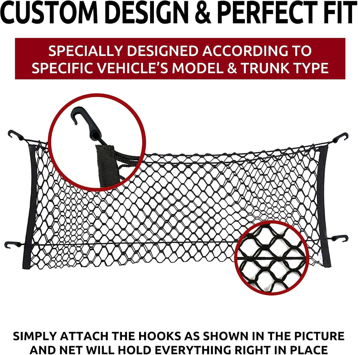 Envelope Style Automotive Elastic Trunk Mesh Cargo Net for Cadillac XT6 2020-2025, 2026 - Premium Trunk Organizers and Storage - Luggage Net for SUV