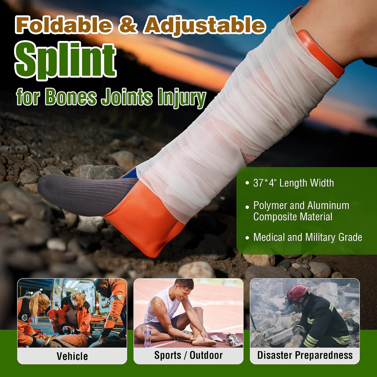 Premium IFAK Trauma Kit with Tourniquet, 36" Splint, Israeli-Bandage | Survival Emergency Prepare Equipment Bag, For Home, Outdoor, Heavy-Duty Workspace, School, Car