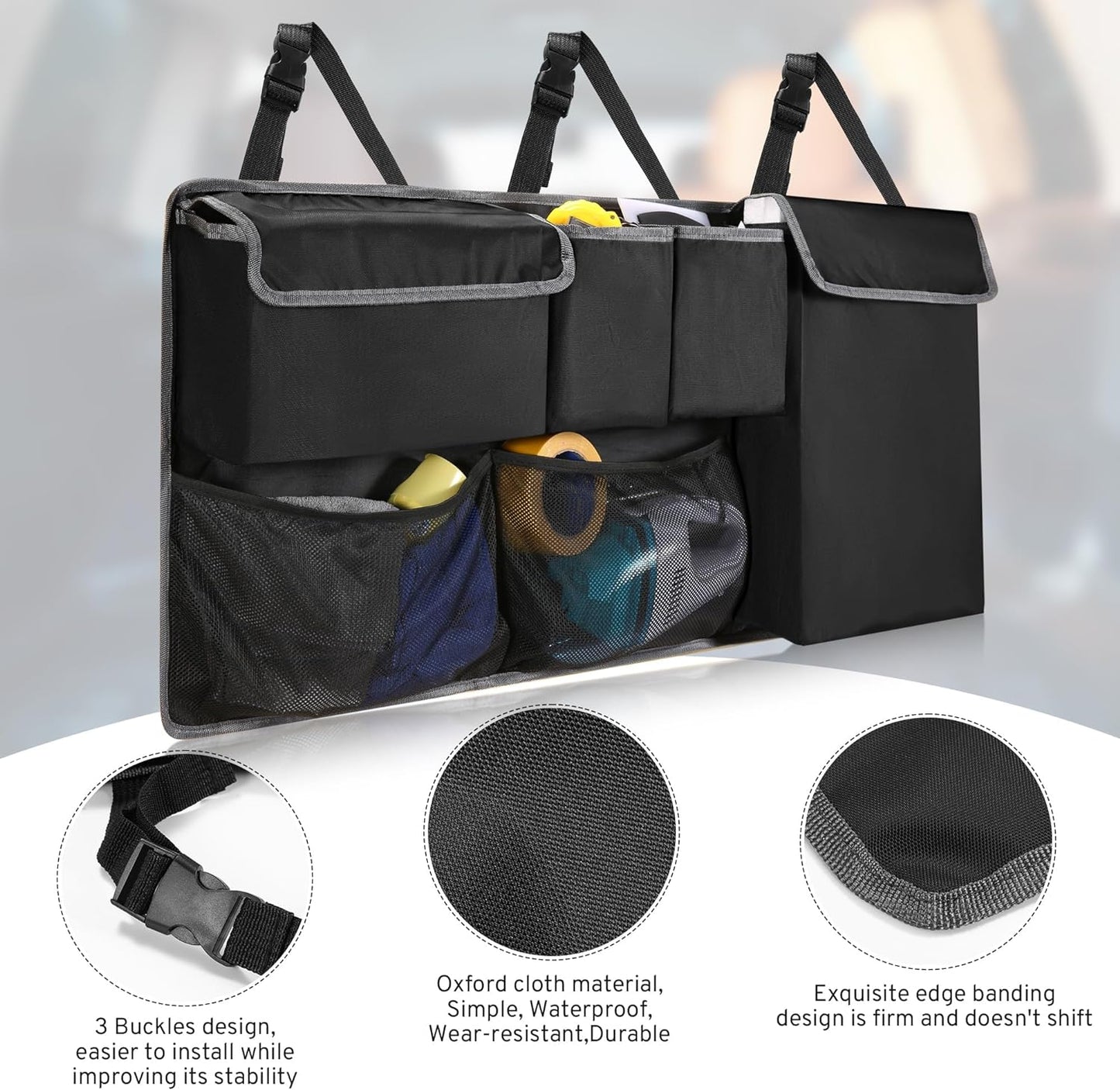 XHRING Car Trunk Organizer Storage Backseat Hanging Bag for Nissan Rogue Pathfinder Kicks Murano Armada Xterra SR SV Sport SUV Accessories 2000-2025 2026