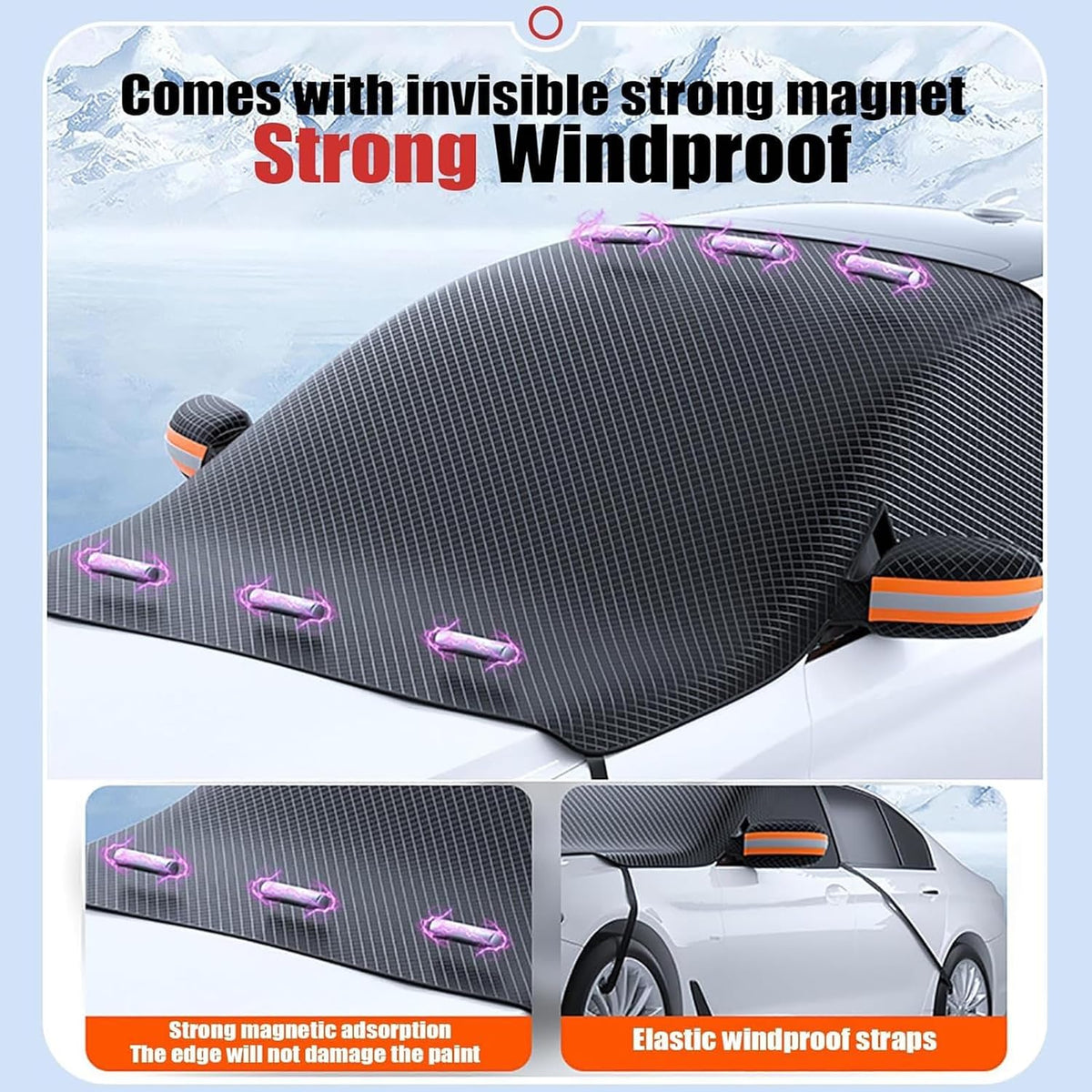 Car Windshield Cover for Honda Pilot 2002-2026 YF/YH, Magnetic Windshield Snow Covers Against Frost Ice and Snow Windshield Frost Cover with Side Window and Rearview Mirror Protector