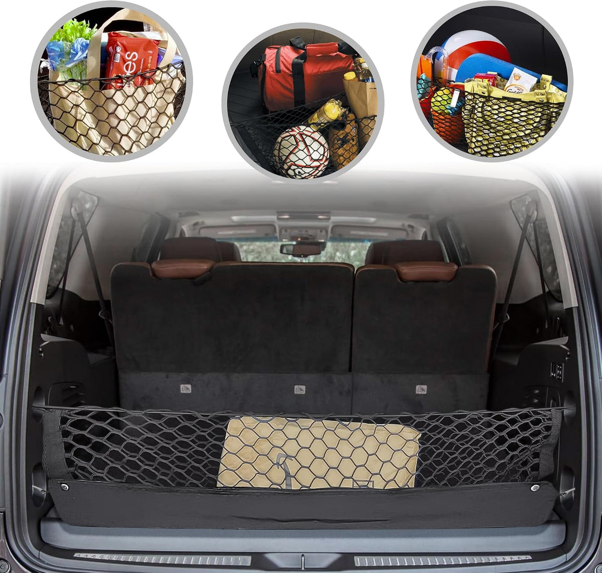 Envelope Style Trunk Mesh Cargo Net for Cadillac Escalade ESV 2015 - 2025, Automotive Exterior Accessories - Premium Car Storage Organizers, Cargo Bed Net For Pickup Truck, Smart Vehicle Storage