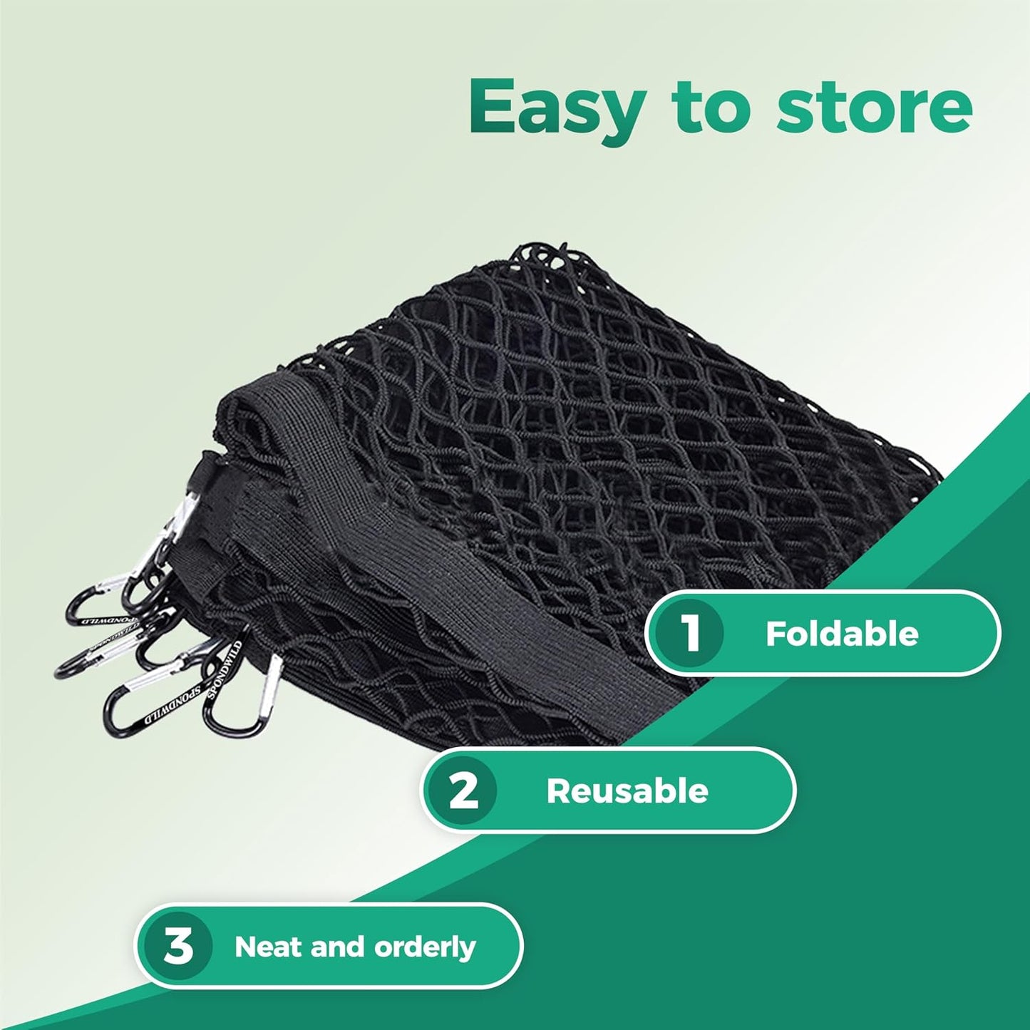 Stretchable Cargo Net (4'x4' Stretches to 8'x8') - Adjustable Elastic Trunk & Truck Bed Storage Organizer with Hook for SUVs, Cars and Trucks, Ideal for Securing Daily Light Loads