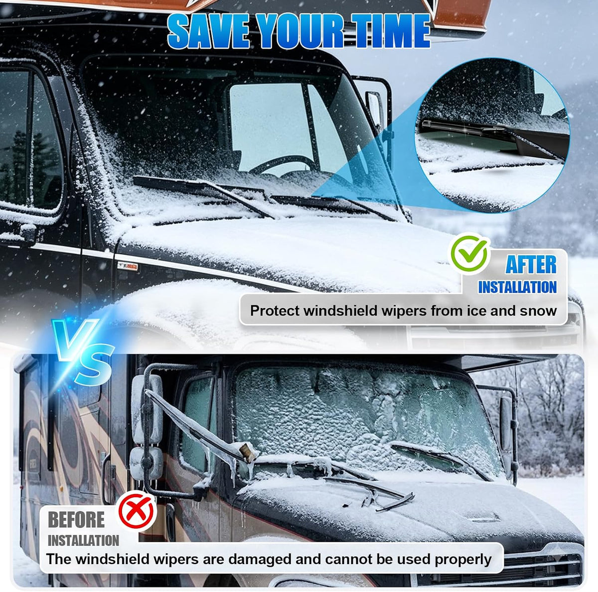 2Pcs Wiper Blade Covers Fit for Freightliner M2 S2RV Super C