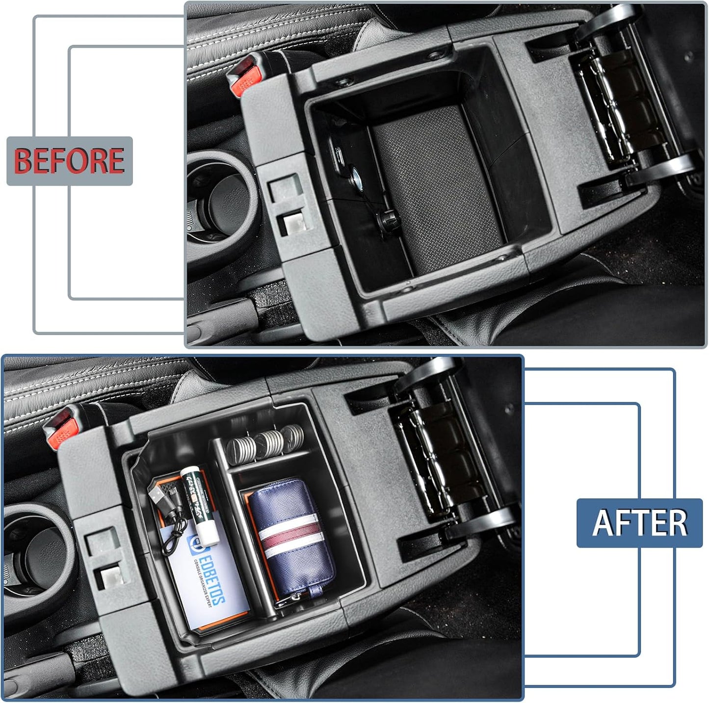 EDBETOS Center Console Organizer Tray Compatible with Jeep Wrangler JK/JKU 2011-2018 Rubicon Sport Sahara Accessories Armrest Storage Glove Box, Orange
