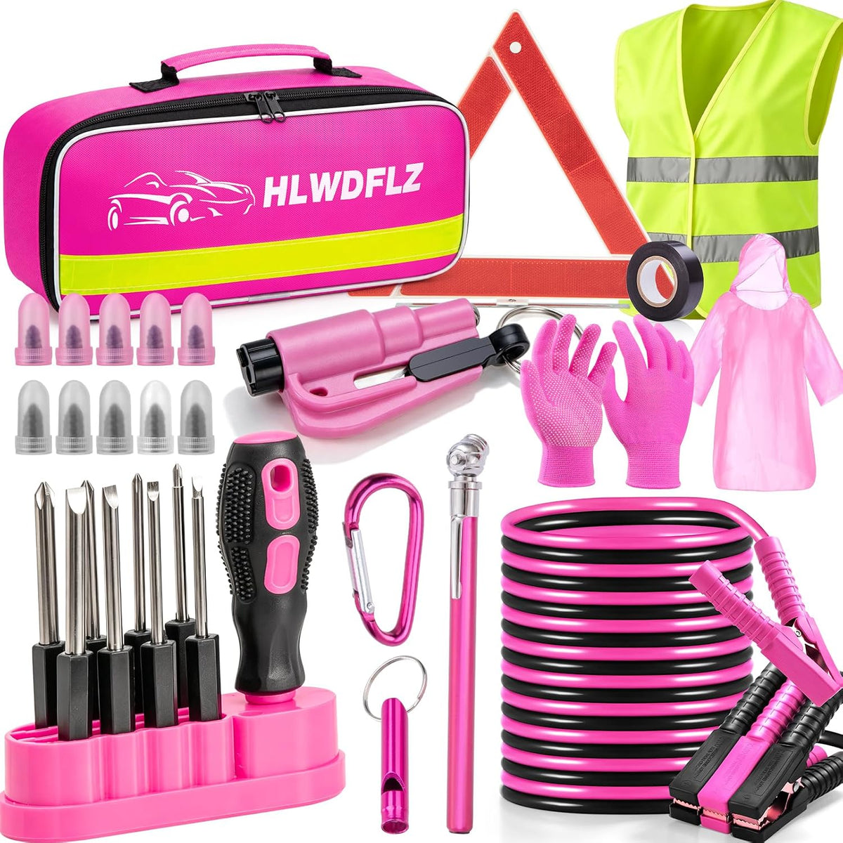 Car Emergency Kit for Women, Roadside Kit, Window Breaker, 10-in-1 Tool Set