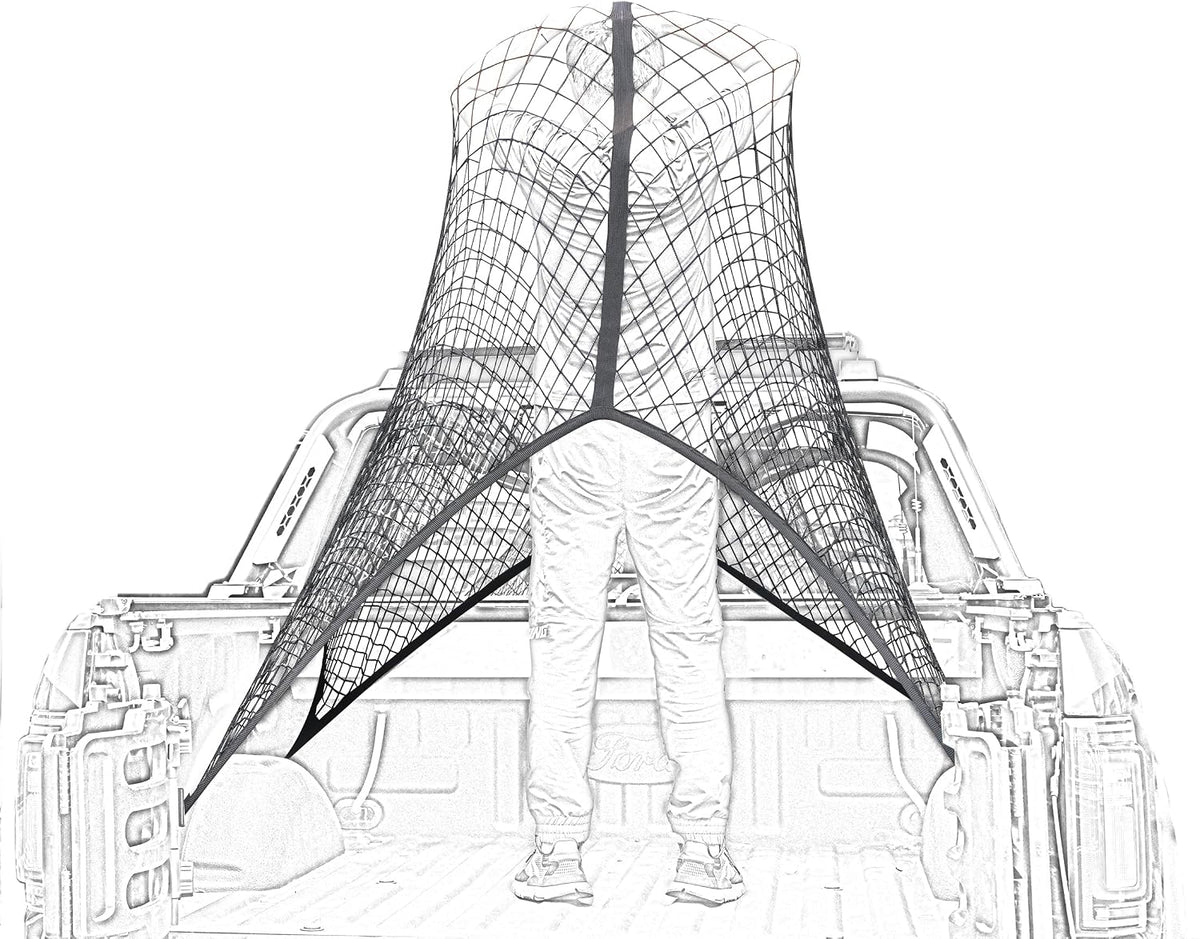Highly Elastic Cargo Net, 4'x6' Stretches to 8'x12, Suitable for 6.5ft - 8.1ft Long Bed Trucks, Trailers (Lager Double Layer)