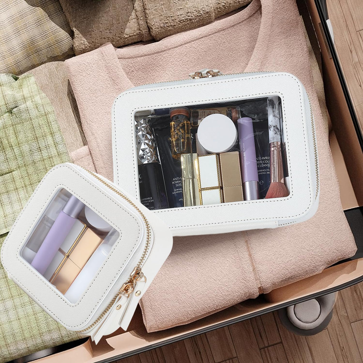 Clear Makeup Bagswith Mini Cosmetic Bags,Travel Toiletry Bags for Women,Portable Cosmetic Bags Case, Transparent Waterproof Cosmetic Organizer Storage Bags for Women Men