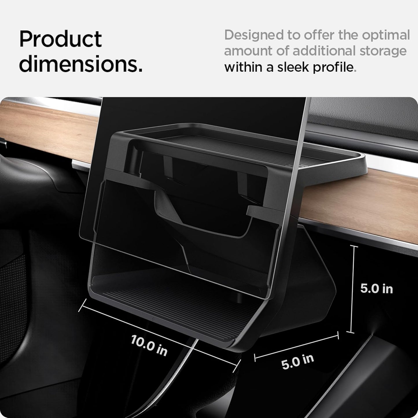 Spigen Under Screen Storage Organizer for Tesla Model Y (2020-2024) & Model 3 (2017-2023) [Not Compatible with Model Y Juniper 2025/26 & Model 3 Highland 2024/25]