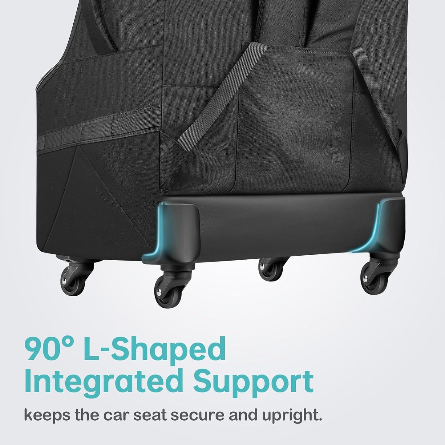 YOREPEK Padded Car Seat Travel Bag for Airplane with Wheels | 4 Spinner Wheels & Stable Base, Shoulder Straps, Extra Pocket for Baby Travel Essentials, Car Seat Carrier for Airport