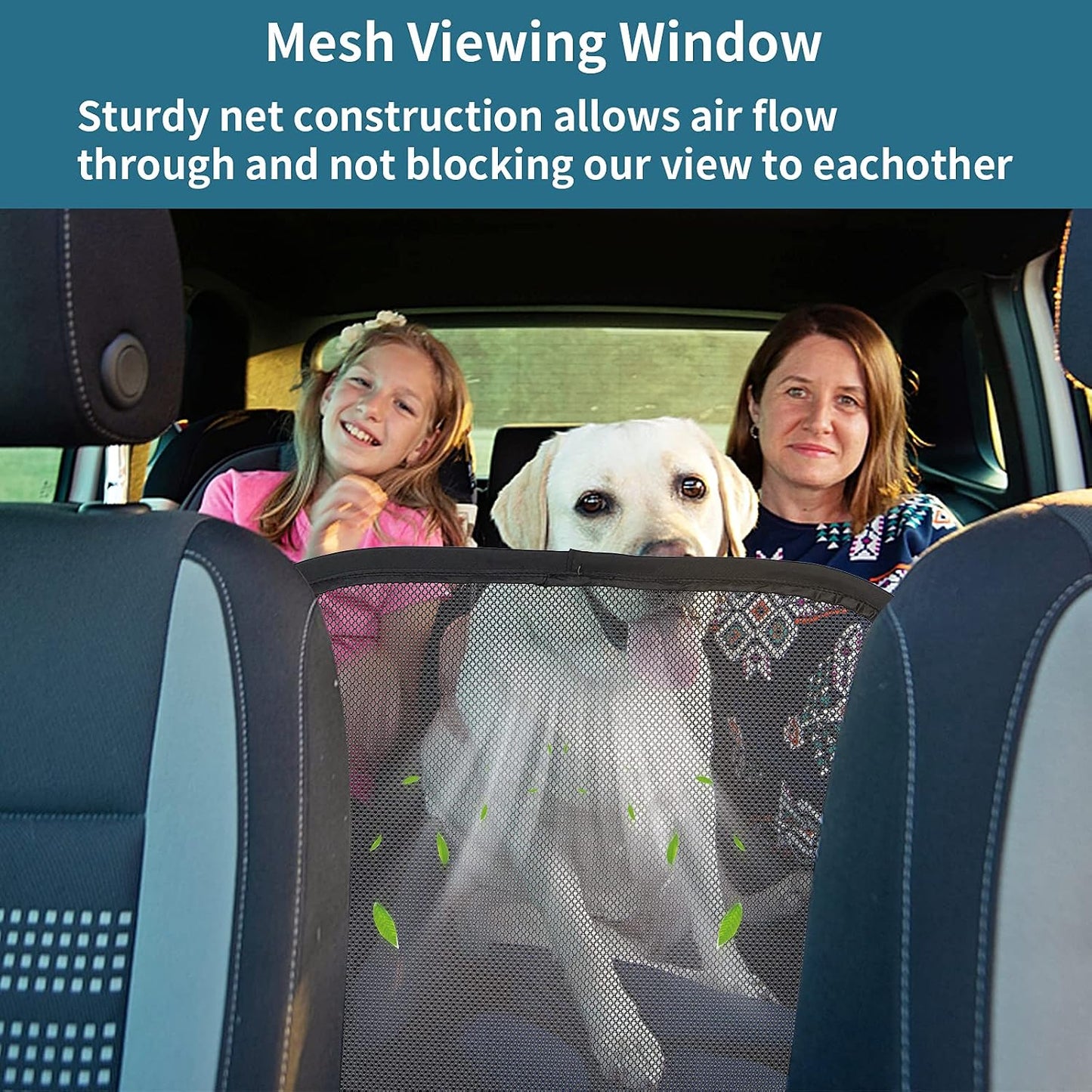 Petsfit Dog Car Barrier Vehicle Pet Barrier Backseat Mesh Dog Car Divider Net with Adjusting Rope and Hook Suitable for SUV Pickup and Small Cars