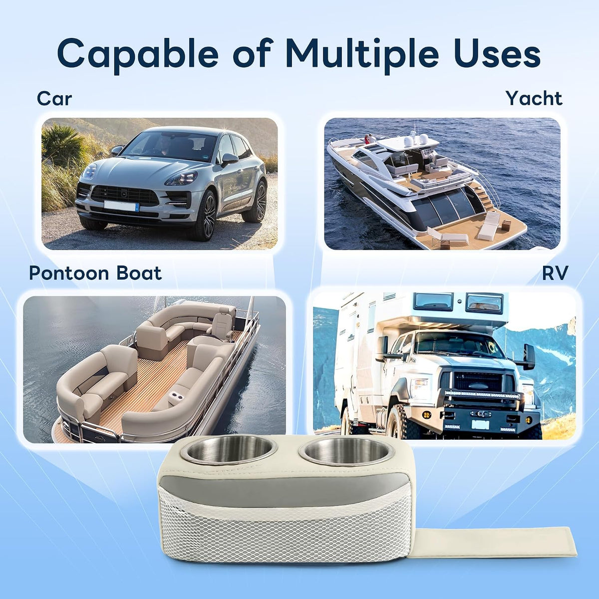 Pontoon Cup Holder,Boat Seat Cup Drink Holder（White&Gray）