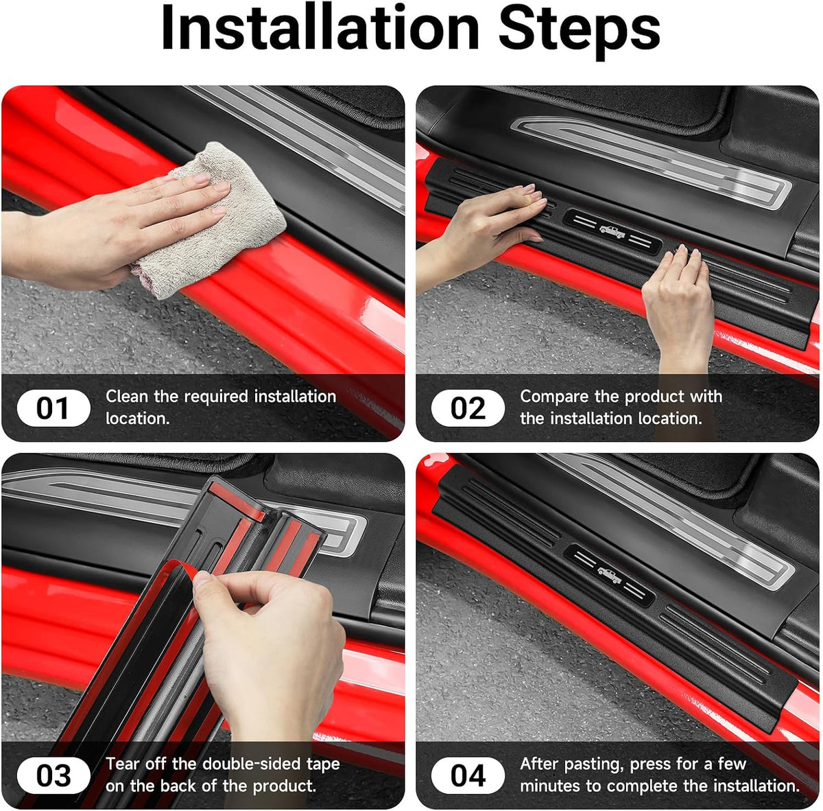 4PCS Door Sill Protector for 2019-2026 Chevy Silverado GMC Sierra 1500 Door Sill Guard Replace 2025 Silverado 1500 Accessories ABS Material