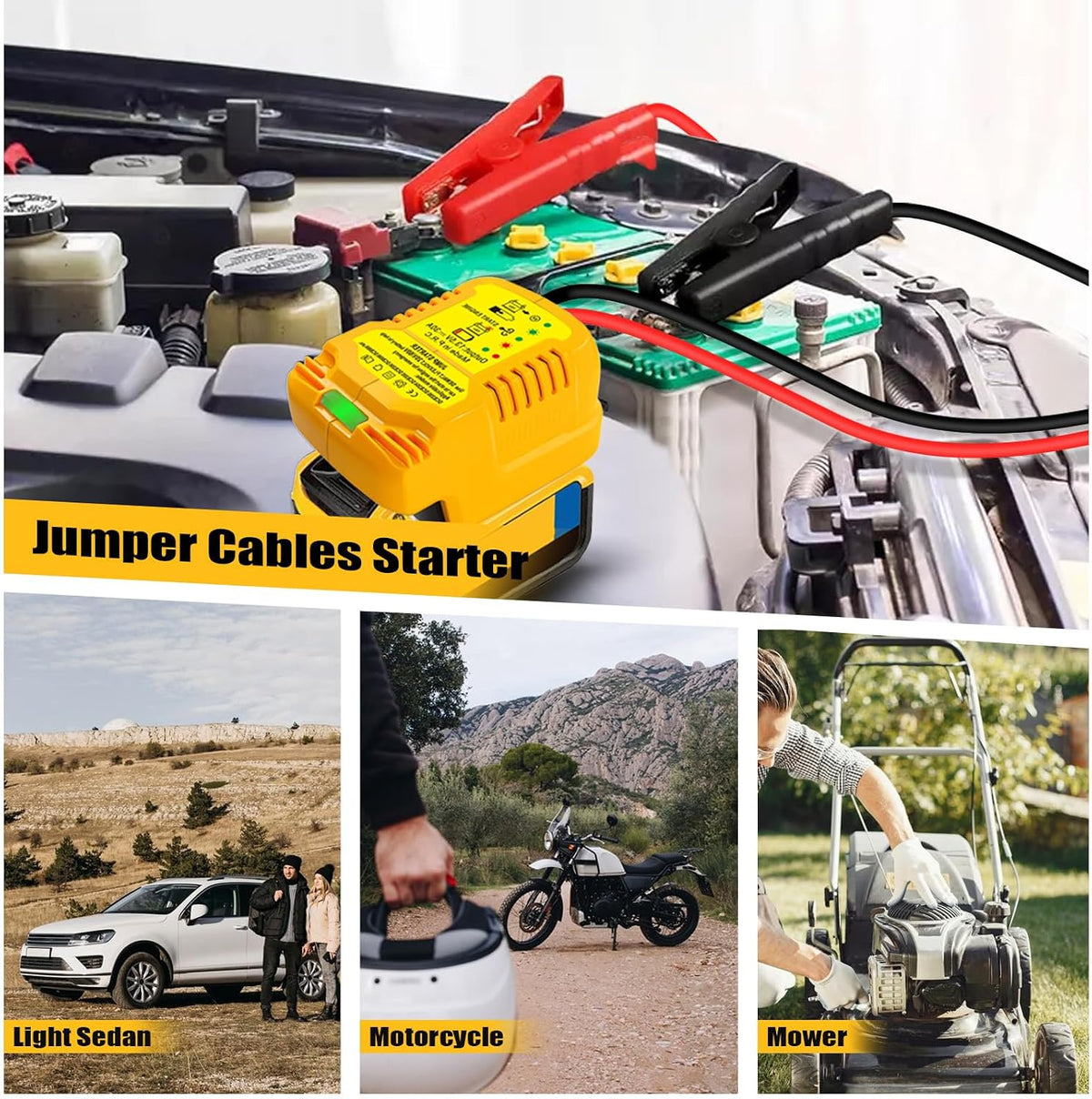 TPDL Heavy Duty Battery Jumper Cable Clamps for DeWalt 20v Battery, Convert to Jumper Starter Automotive Booster with 11AWG Cables,Parrot Clips, Power for Quick Charging Connector