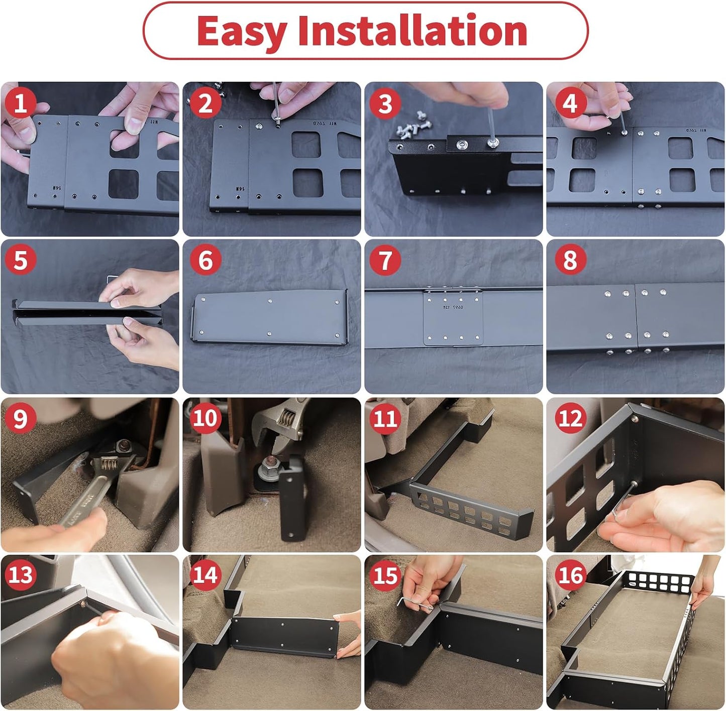 Linskip Under Seat Storage Compatible with 2014-2018 Chevy Silverado & GMC Sierra 1500 & 2015-2019 2500HD 3500HD, Modular Storage Solution with MOLLE Panel for Organized Utility, Underseat Organizer