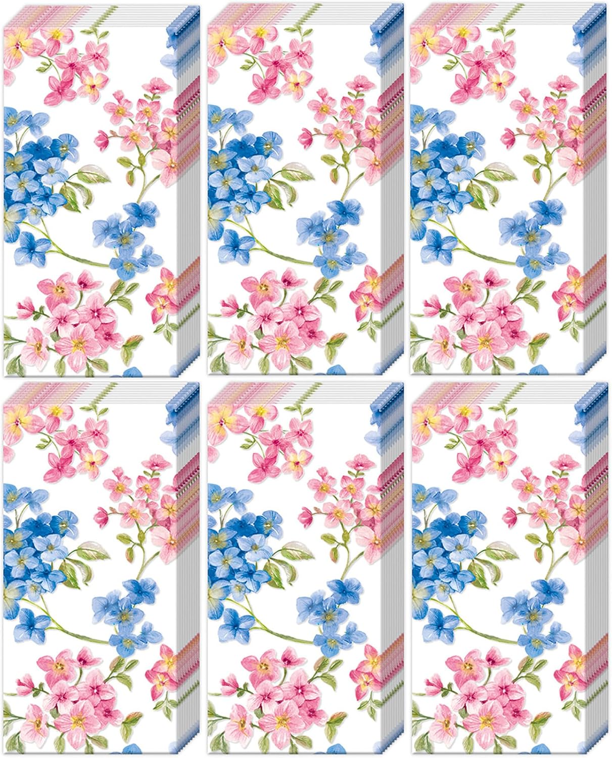 Botanical Garden Pocket Tissues - 6 Pack (60 Total) - Decorative 4-Ply Floral, Facial, Portable Travel Size Packs for Purse and Car, Forget Me Nots by Boston International (Spring Blooms)
