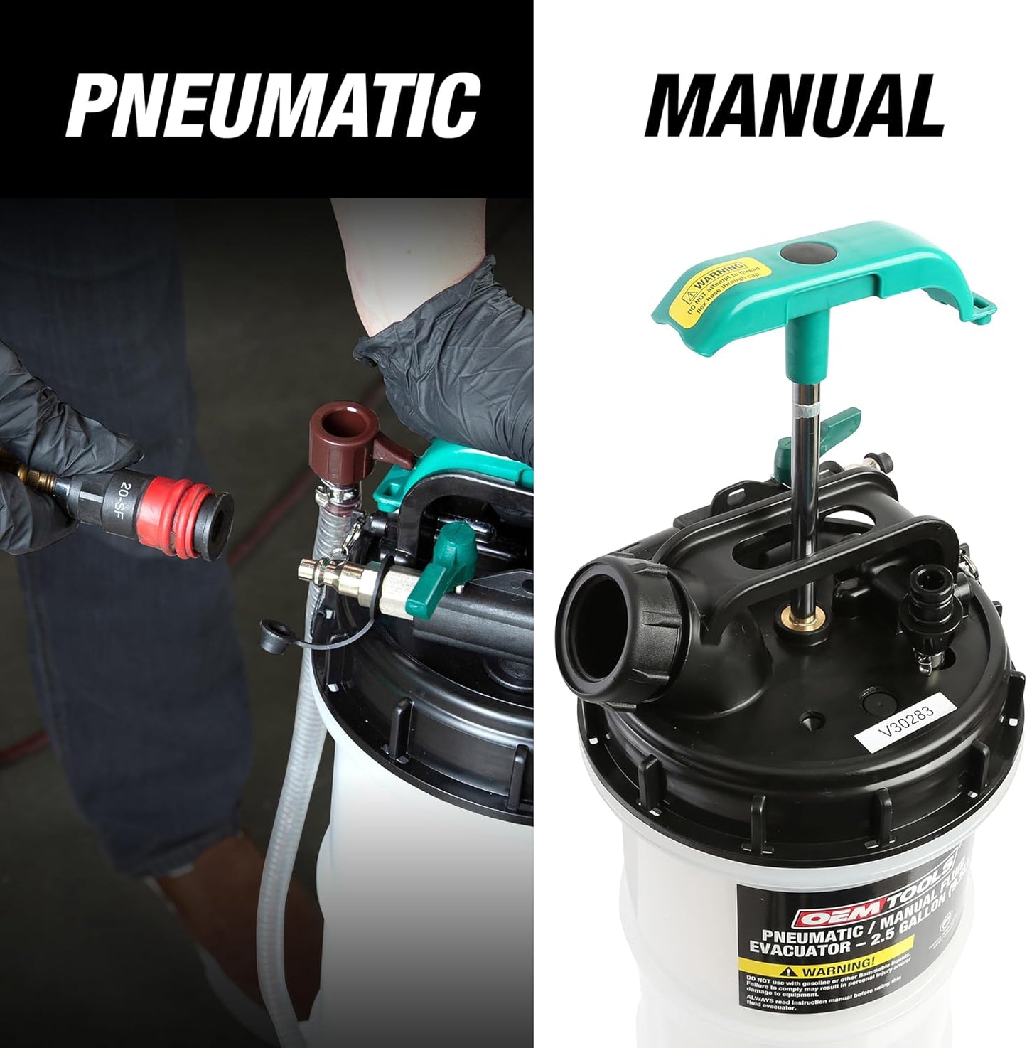 OEMTOOLS Pneumatic/Manual Fluid Extractor, 6L Oil Extractor Pump, 5ft Hose