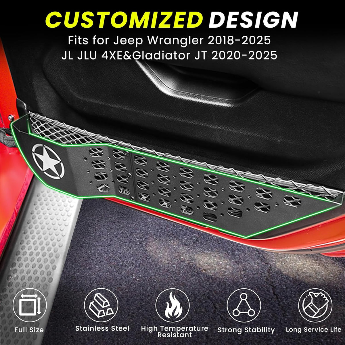 Eamplest Metal Front Door Storage Box for Jeep Wrangler JL JLU 2018-2026