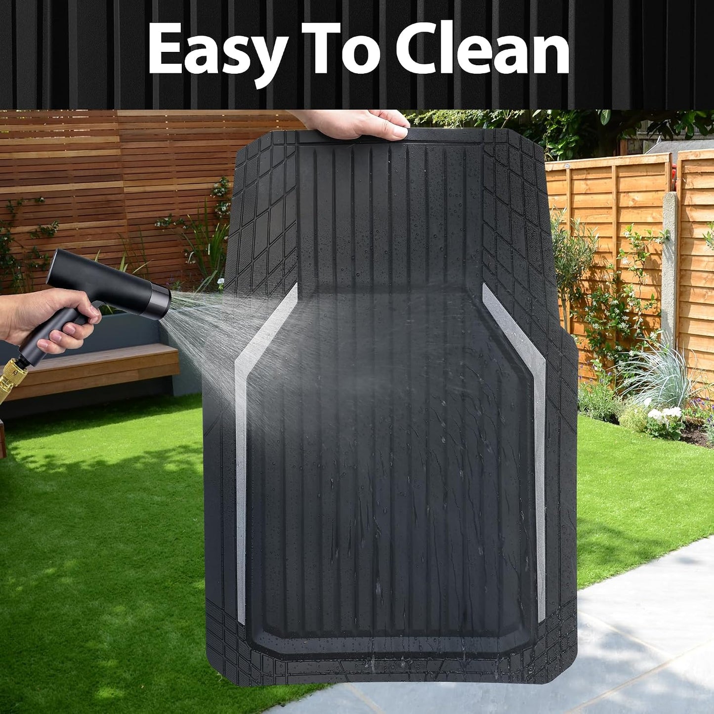 CAR PASS Heavy Duty Rubber Floor Mats for Car, Waterproof Liner Deep Dish Car Mats Full Sets, Universal Trim to Fit for SUV Truck Sedans Vans, All Weather Automotive Floor Mats 3pcs, Black and Gray