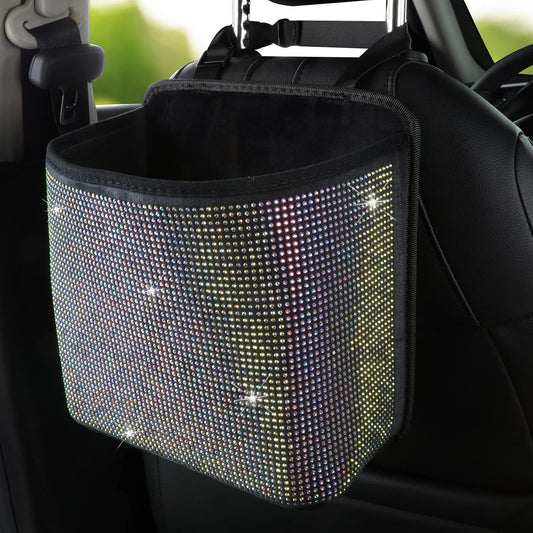 Cavalcade Car Back Seat Organizer, Bling Hanging Pocket, Large Seat Back Travel Caddy Bag, Diamond Trash Bin Garbage Container (Multicolor)