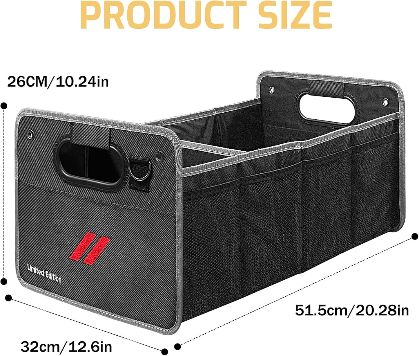Car Trunk Organizer, Trunk Storage Box with Handle For Dodge Charger Challenger Durango, Collapsible 2 Compartment Automotive Storage Box, Waterproof Oxford Polyester Travel Accessories (B)
