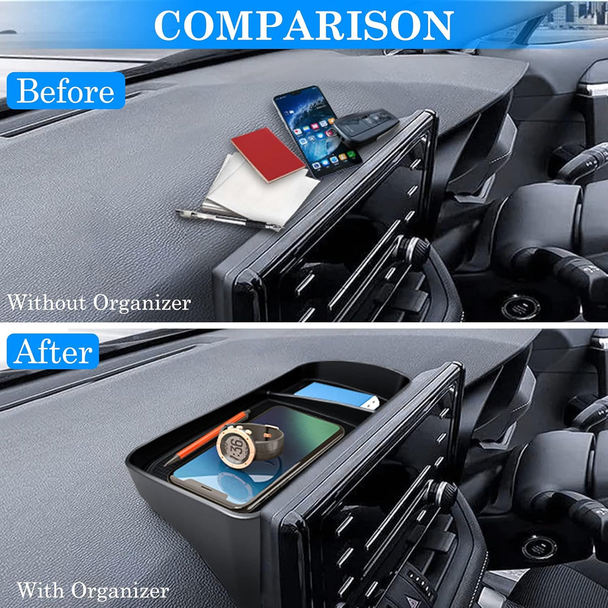DIAMOOKY 3PCS Center Console Organizer for Toyota RAV4 2019-2025