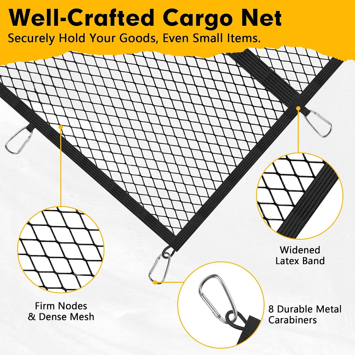 Cargo Net for Pickup Truck Bed, 4'×4' Highly Elastic Truck Bed Cargo Net
