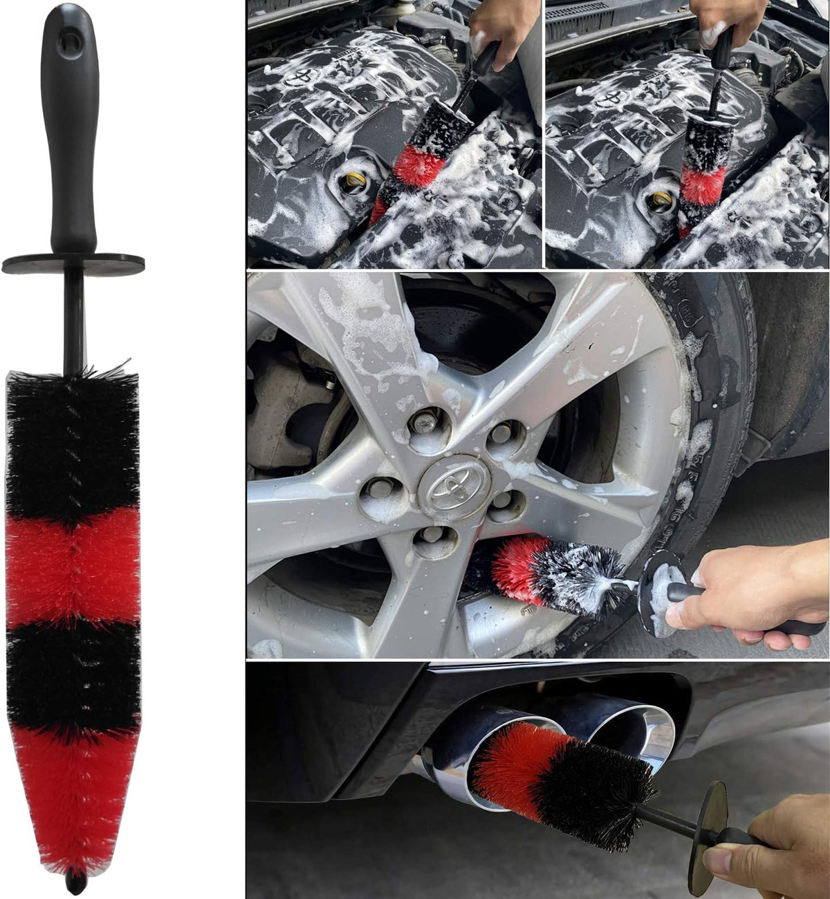 Car Wash Brush with Long Handle, Car Detailing Kit, Wheel Brush 7 Packs