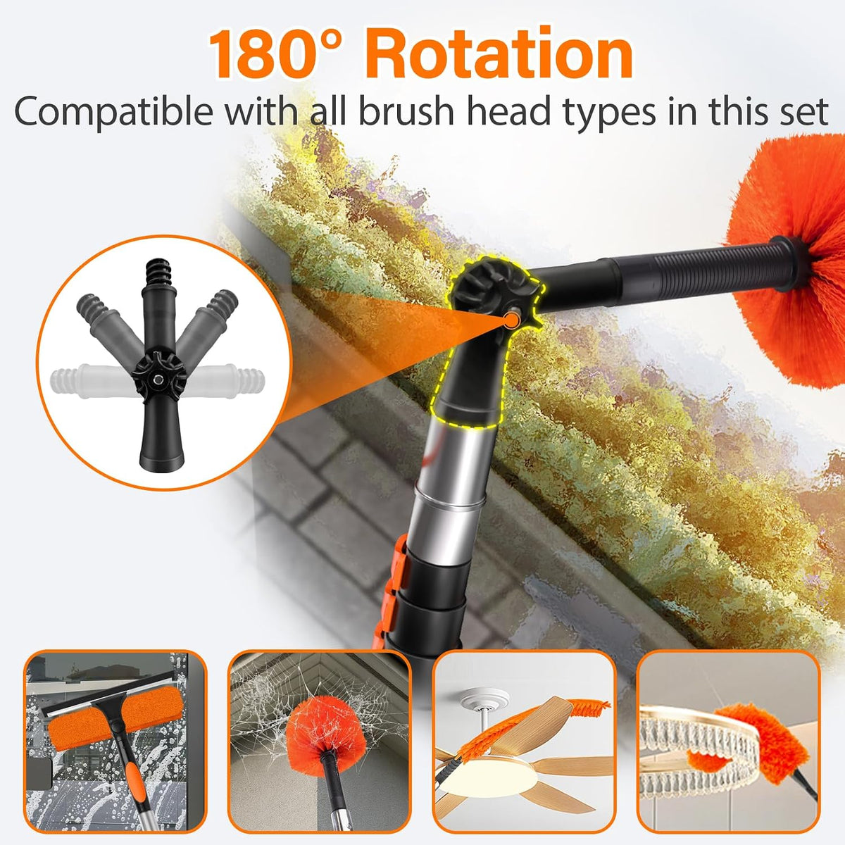 26FT High Reach Duster Cleaning Kit with 5-20 FT Extension Pole