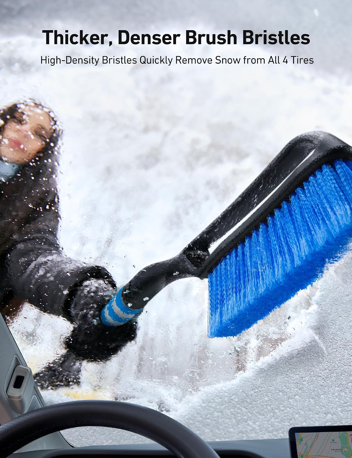 AstroAI 27" 2-in-1 Detachable Snow Brush & Ice Scrapers for Car Windshield
