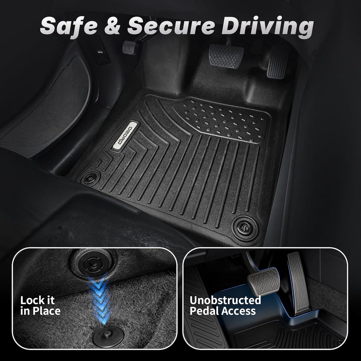 OEDRO Floor Mats Fit for 2022-2026 Hyundai Tucson (Not for Hybrid), Unique Black TPE All-Weather Tucson Floor Liners, Front and Second Row, Full Set Liners