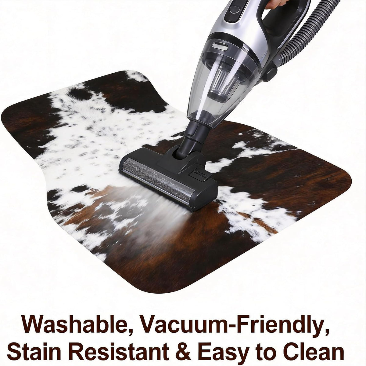 Artistic Fabric Car Floor Mats-Non-Slip Rubber Backing,Front (26.8x17.3in) & Rear (13x17.3in) Set-Water Absorbing, Durable Automotive Floor Liners with Stylish Patterns,Cowhide