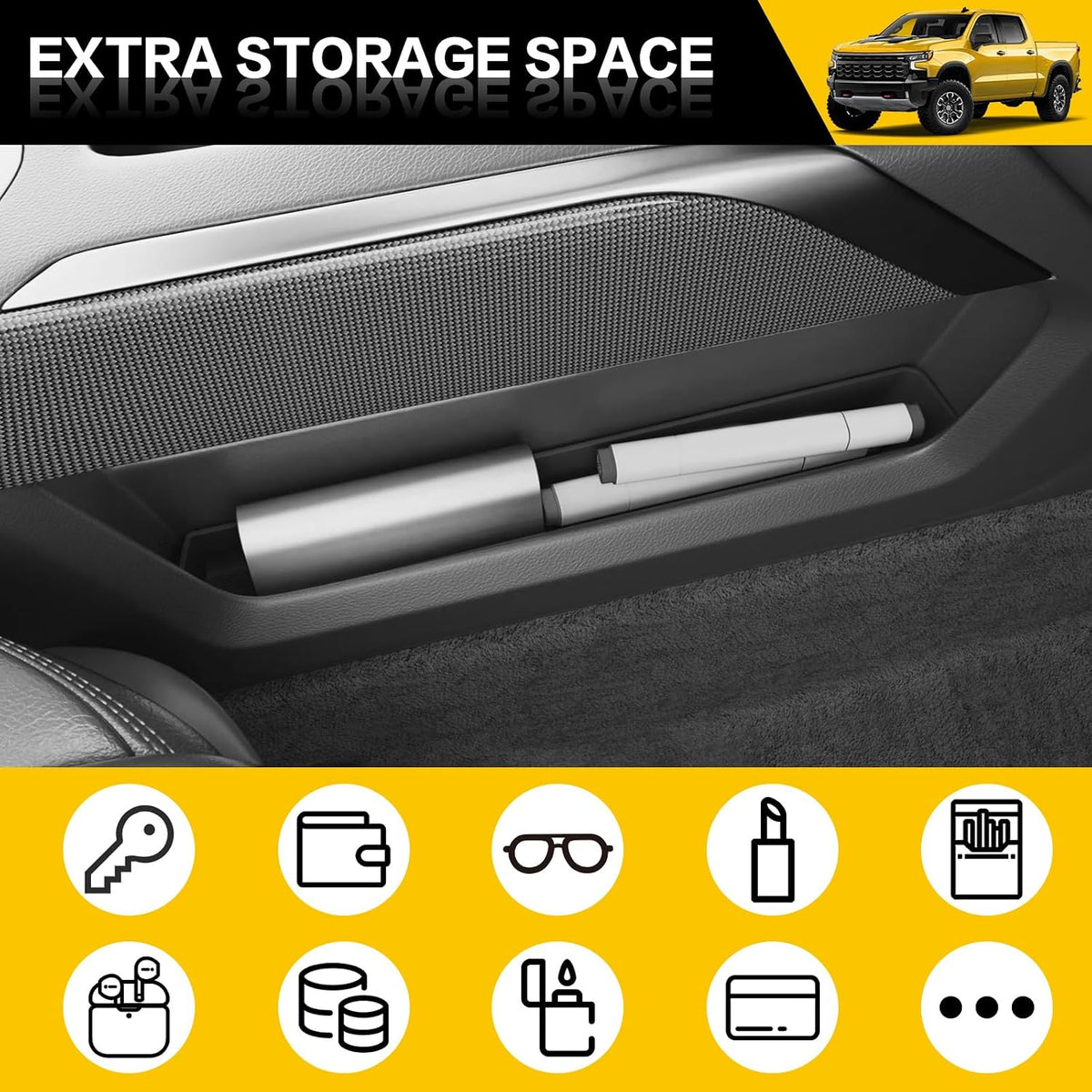 6PCS Center Console Organizer for 2022-2025 Chevy Chevrolet Silverado/GMC Sierra Shifter Gear Side Tray Door Handle Storage Box Phone Pocket Inserts Accessories