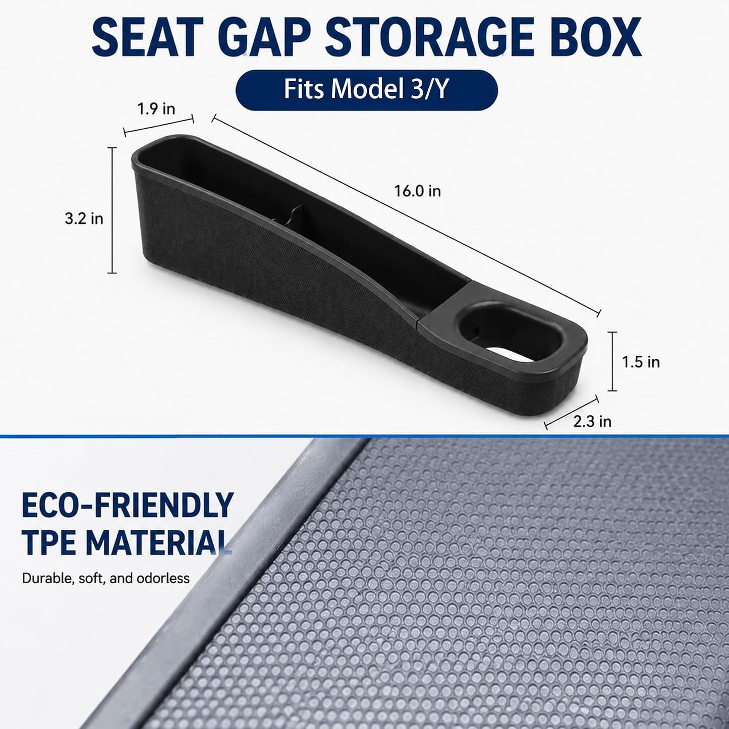 Seat Gap Filler for Tesla Model 3/Y 2020-2025 Standard Seats | Soft TPE material, seat gap storage organizer,tool-free installation, phone key card storage, driver passenger sides