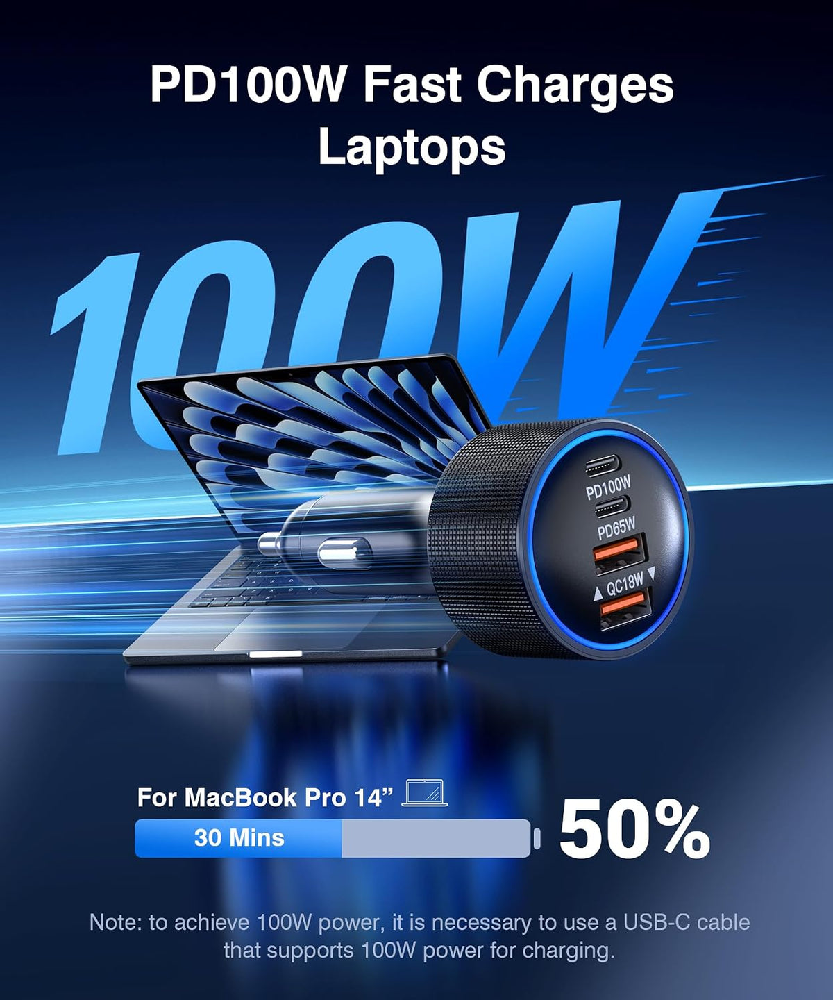 USB C Car Charger Fast Charge,200W Dual PD 4-Port Cigarette Lighter Adapter