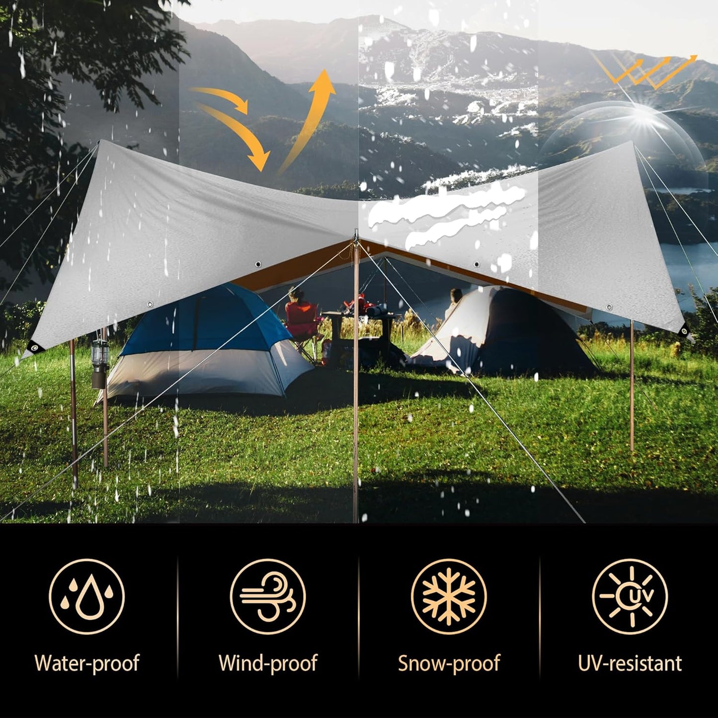 Tarp 12x12 ft Heavy Duty 10mil Silver/Brown 100% Waterproof High Durability Multipurpose Outdoor Tarpaulin,Uv Resistant,for Courtyards,Camping, Canopy, Trailer, Boats, Camping, Etc -by MVPNET