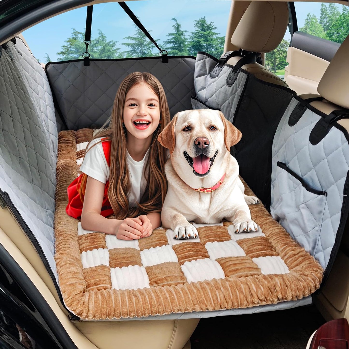 Dog Car Bed Mat Non-Slip Backseat Extender Dog Bed 50" x24.6" | Travel Bed for Dogs，Chew-Resistant, Easy Clean & Scratch-Proof, Comfort Design, Fits Trucks/Sedans/SUVs