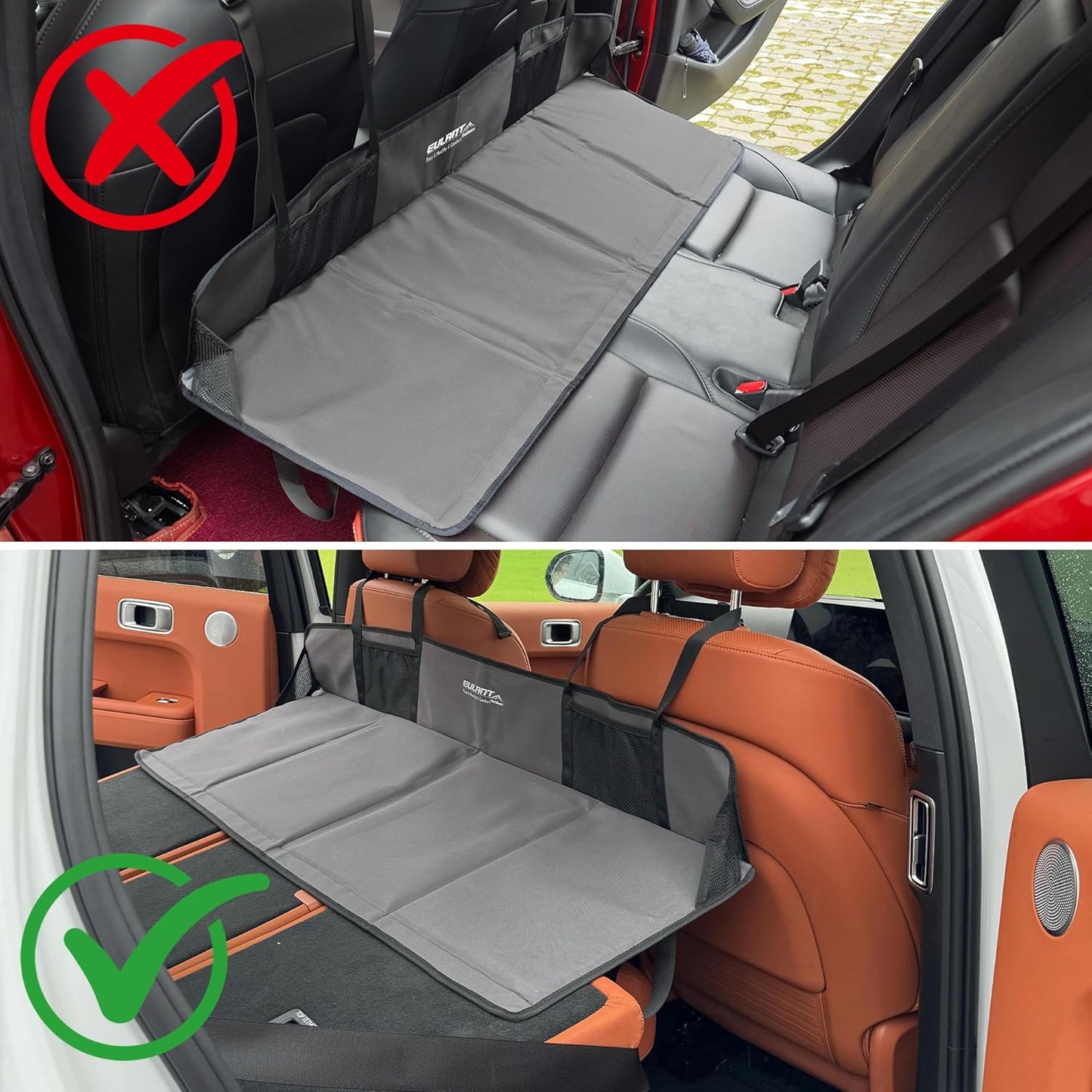 EULANT Car Rear Seat Mattress Extension Plate,Portable Air Mattress for Sleeping,Folding Rear Back Seat Extender,Increase Travel Trunk Space & Car Bed Camping Space for SUV/Cars/Model Y/3
