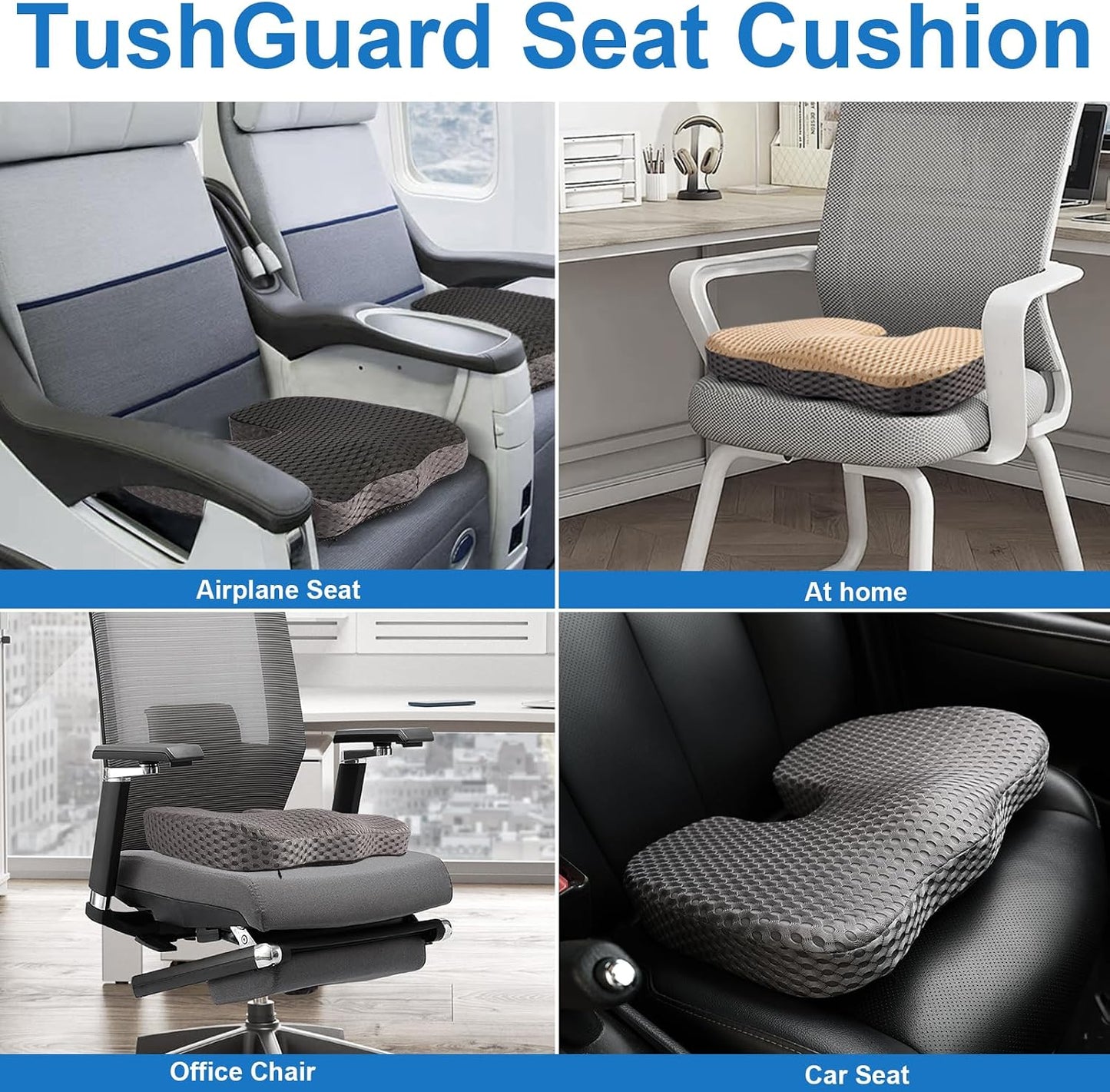 Car Seat Cushion for Driving Comfort &amp; Support - Premium Memory Foam Seat Pad with Breathable Washable Cover, Non-Slip Bottom, Road Trip Essentials for Car Seats